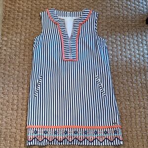 Cabana Life Blue Striped Sleeveless Dress with Accents women’s sz small